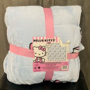 New Hello Kitty Back To School 90"x90" Full/Queen Super Soft Blue Plush Blanket